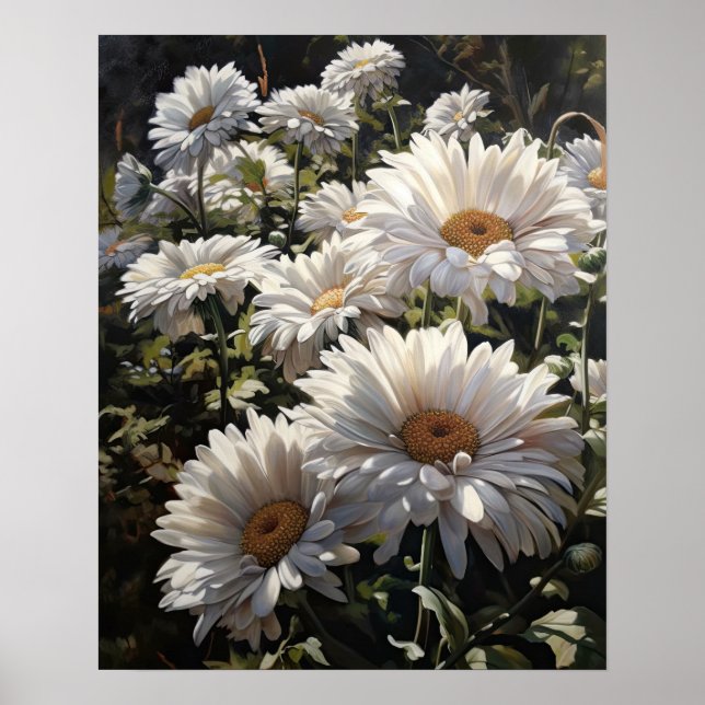 White Gerbera Daisy Blume Art Print Poster (Vorne)