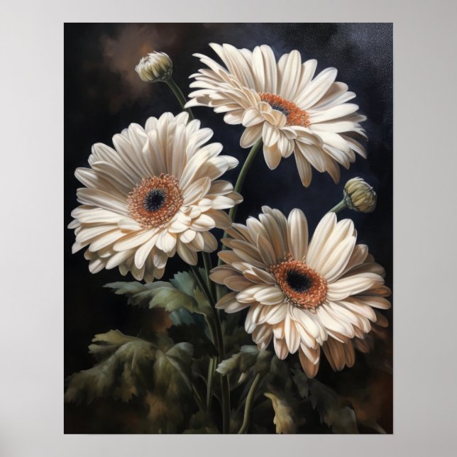 White Gerbera Daisy Blume Art Print Poster (Vorne)