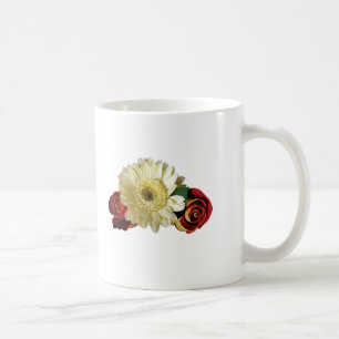 White Gerbera Daisy mit Rosenknospe Tasse