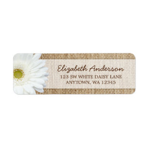 White Gerbera Daisy Rustic Burlap-Adresse