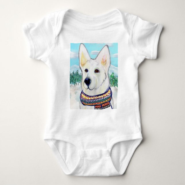 White German Shepherd Baby Strampler (Vorderseite)