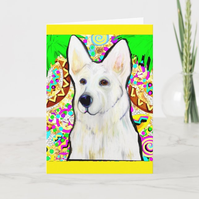 White German Shepherd Bling Feiertagskarte (Vorderseite)