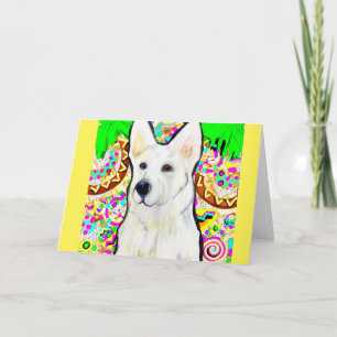 White German Shepherd Bling Feiertagskarte
