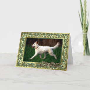 White German Shepherd Dog Blank Christmas Card Feiertagskarte
