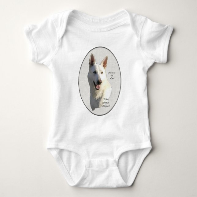 White German Shepherd Geschenke Baby Strampler (Vorderseite)