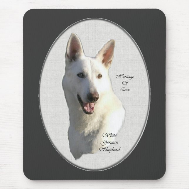 White German Shepherd Geschenke Mousepad (Vorne)