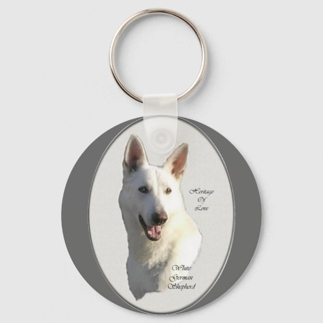 White German Shepherd Geschenke Schlüsselanhänger (Vorderseite)