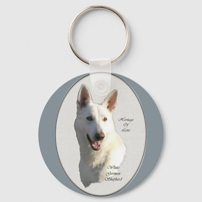 White German Shepherd Geschenke Schlüsselanhänger (Vorderseite)