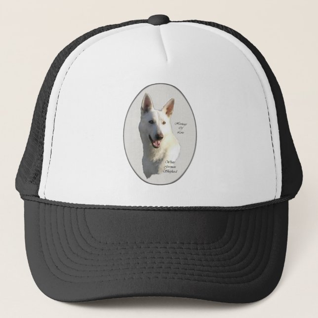 White German Shepherd Geschenke Truckerkappe (Vorderseite)
