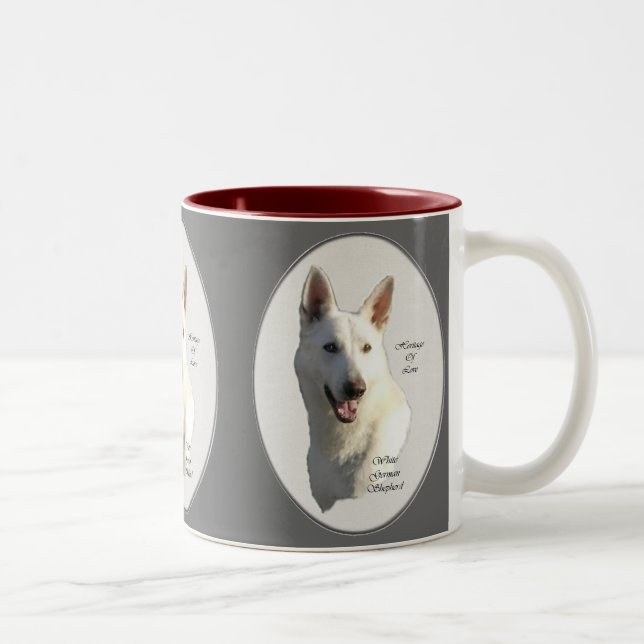 White German Shepherd Geschenke Zweifarbige Tasse (Rechts)