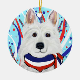 White German Shepherd Keramik Ornament