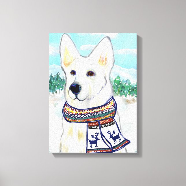 White German Shepherd Leinwanddruck (Vorderseite)