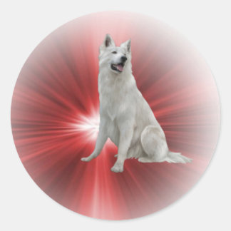 White German Shepherd Runder Aufkleber