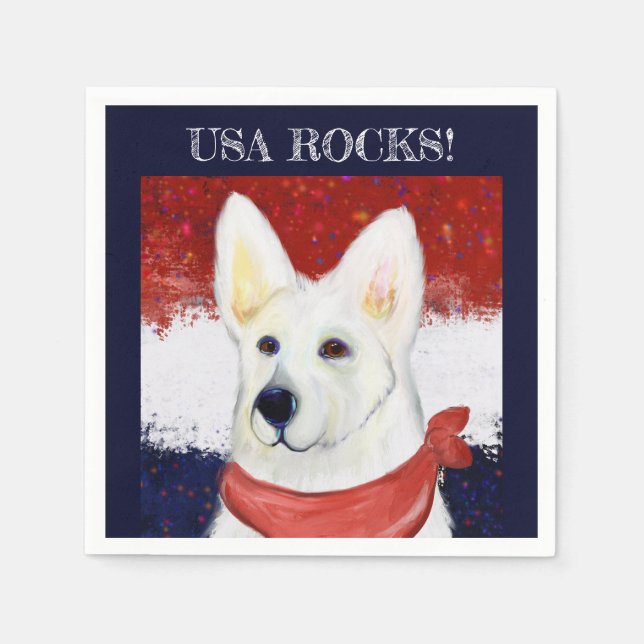White German Shepherd Serviette (Vorderseite)