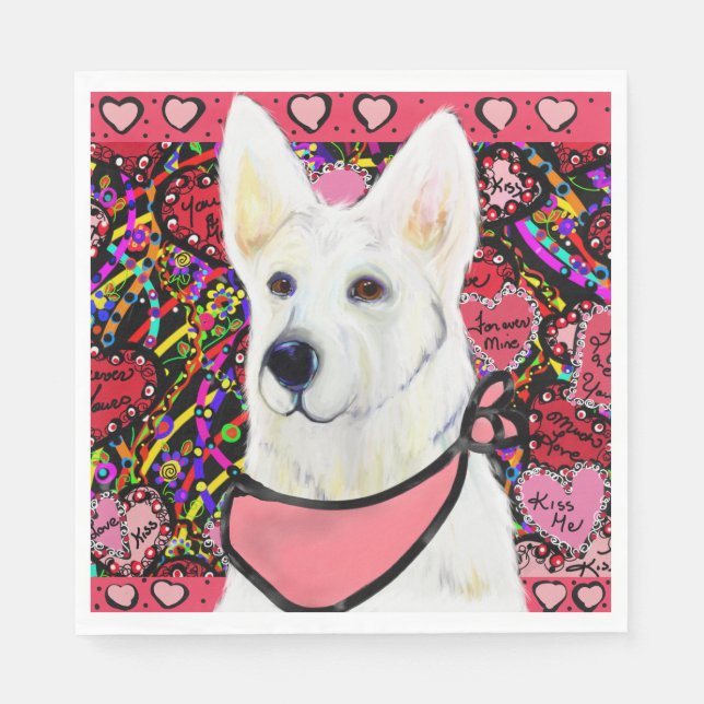 White German Shepherd Serviette (Vorderseite)