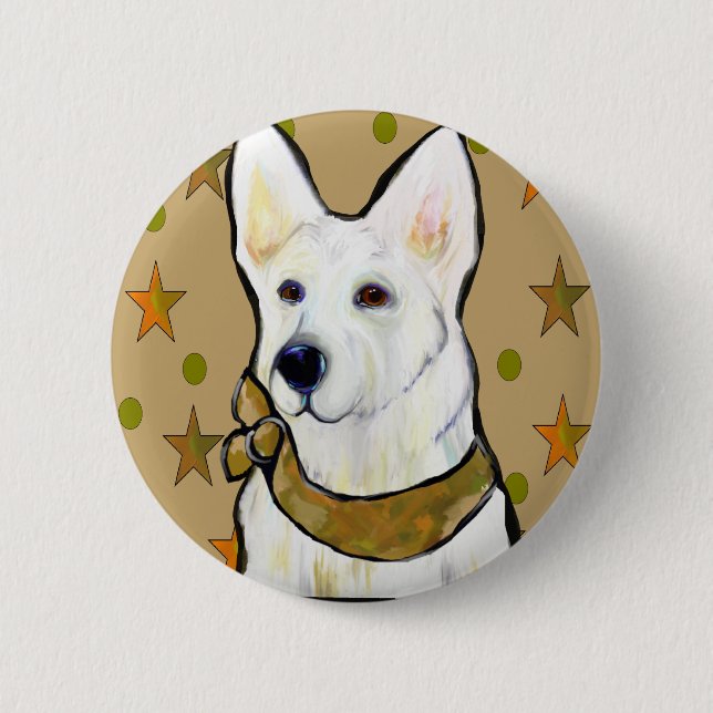 White German Shepherd Soldier Button (Vorderseite)