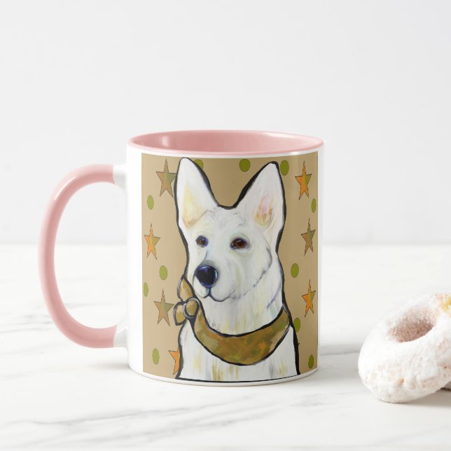 White German Shepherd Soldier Tasse (Mit Donut)