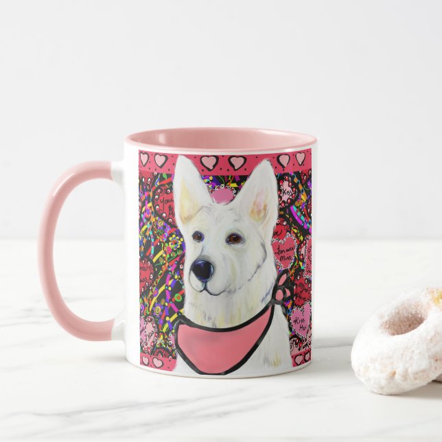 White German Shepherd Tasse (Mit Donut)