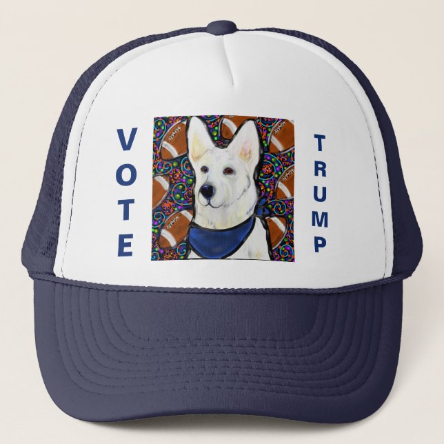 White German Shepherd Trucker Hat Truckerkappe (Vorderseite)