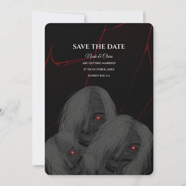 White Ghost Gothic Spider Dark Moody Halloween Save The Date (Vorderseite)