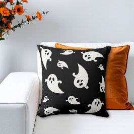 White Ghost-Silhouetten auf schwarz-spöttisch Hall Kissen