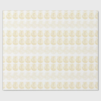 White Gift Wrap with Gold Ornaments  Geschenkpapier