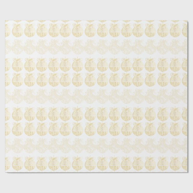 White Gift Wrap with Gold Ornaments  Geschenkpapier (Flach)