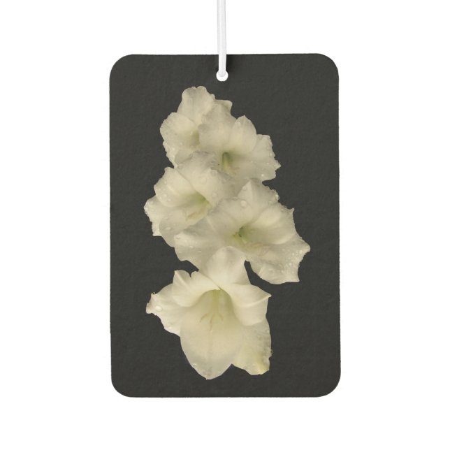 White Gladiola Blume Air Freshener Autolufterfrischer (Vorderseite)