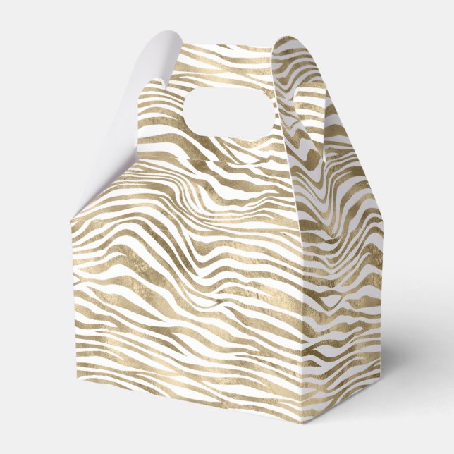 White Glam Gold Zebra Animal Print Geschenkschachtel (Vorderseite)