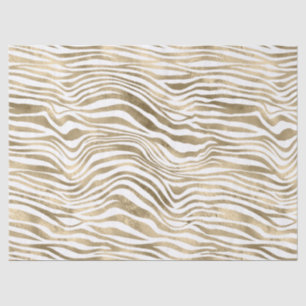 White Glam Gold Zebra Animal Print   Seidenpapier