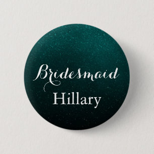 White & Glitzer Green Wedding Team Bridge Button