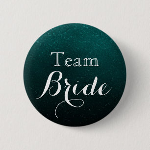 White & Glitzer Green Wedding Team Bridge Button