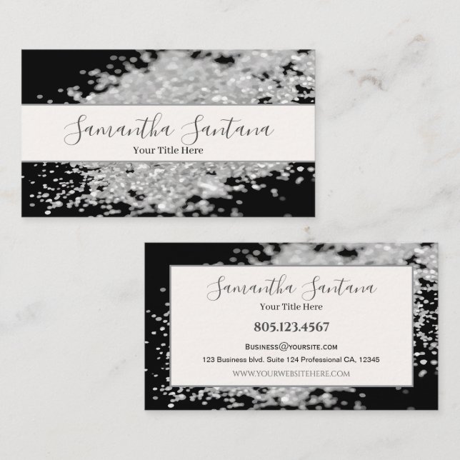 White Glitzer Spill Visitenkarte (Vorne/Hinten)