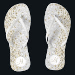 White Glitzer und Gold Diamond Flip Flops<br><div class="desc">Schön und sehr elegant aussehend Drehte Flop Shoes mit Imitaten goldenen Diamanten auf einem Imitat weißen Glitzer Hintergrund bereit für Sie mit Ihrem ersten personalisieren. ⭐ Dieses Produkt ist zu 100% benutzerdefinierbar. *****Klicken Sie auf die SCHALTFLÄCHE ANKLICKEN, um hinzuzufügen, zu löschen, zu verschieben, zu verändern, umzudrehen, zu drehen, etc... alle...</div>