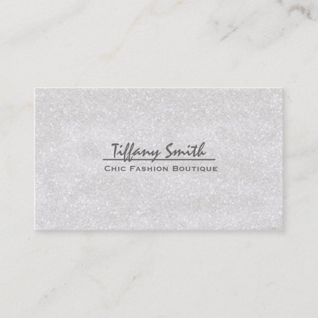 White Glitzern Glitzy Glam Glamour Business Card Visitenkarte (Vorderseite)