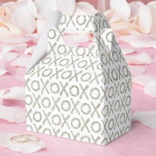 White Glitzy Silver XOXO Brautparty Wedding Geschenkschachtel