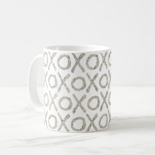 White Glitzy Silver XOXO Kaffeetasse