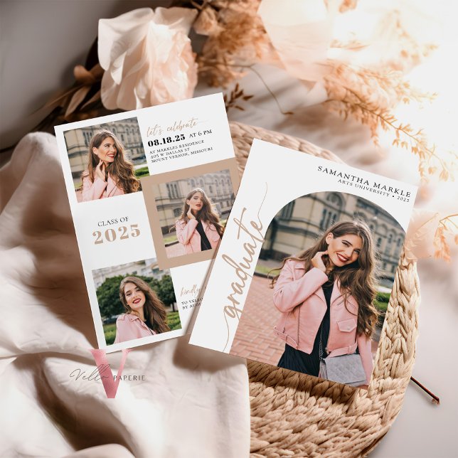 White Gold 2025 Abschluss Einladung mit Foto (Von Creator hochgeladen)