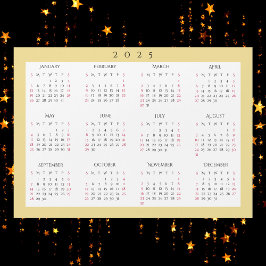 White Gold 2025 Annual Year Calendar Magnet