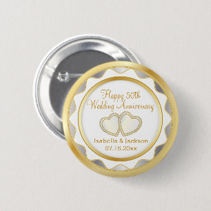 White & Gold 50. Hochzeitstag Button