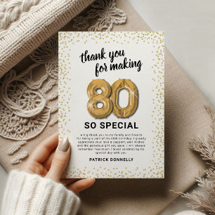 White Gold 80. Erwachsene Geburtstag Dankeskarte