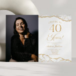 White Gold Agate Picture 40. Geburtstags-Party Einladung<br><div class="desc">Dies ist eine elegante White Gold Agate Custom Picture Foto 40. Geburtstag Party Einladung!</div>