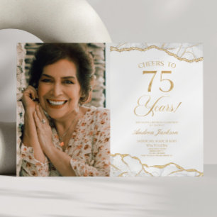 White Gold Agate Picture 75. Geburtstagsparty Einladung