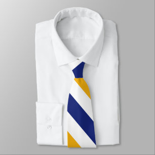 White Gold and Blue University Strip Krawatte