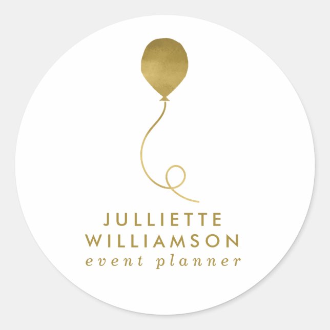 White & Gold Ballon Eventplaner Runder Aufkleber (Vorderseite)
