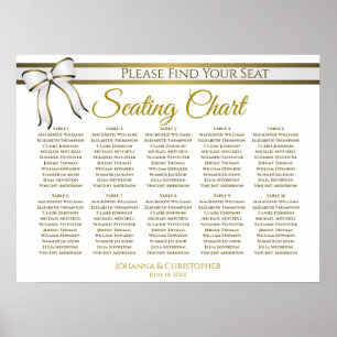 White & Gold Band 10 Tabelle Hochzeitstabelle Poster