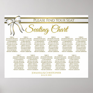 White & Gold Band 11 Tabelle Hochzeitstabelle Poster