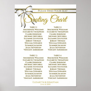 White & Gold Band 4 Tabelle Hochzeitstabelle Poster