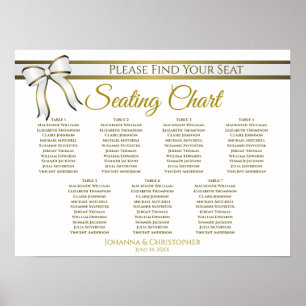 White & Gold Band 7 Tabelle Hochzeitsdiagramm Poster