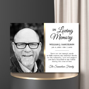 White Gold Beileid Beerdigung Gedächtnis DANK IHNE Dankeskarte